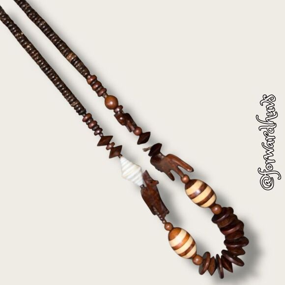 Vintage African-Style Wood Animal Carving Necklace - Picture 10 of 13